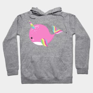 Unicorn Whale, Cute Whale, Baby Whale, Pink Whale Hoodie